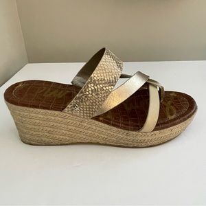 Sam Edelman “Raleigh” snake print wedges in tan & gold, women’s.
